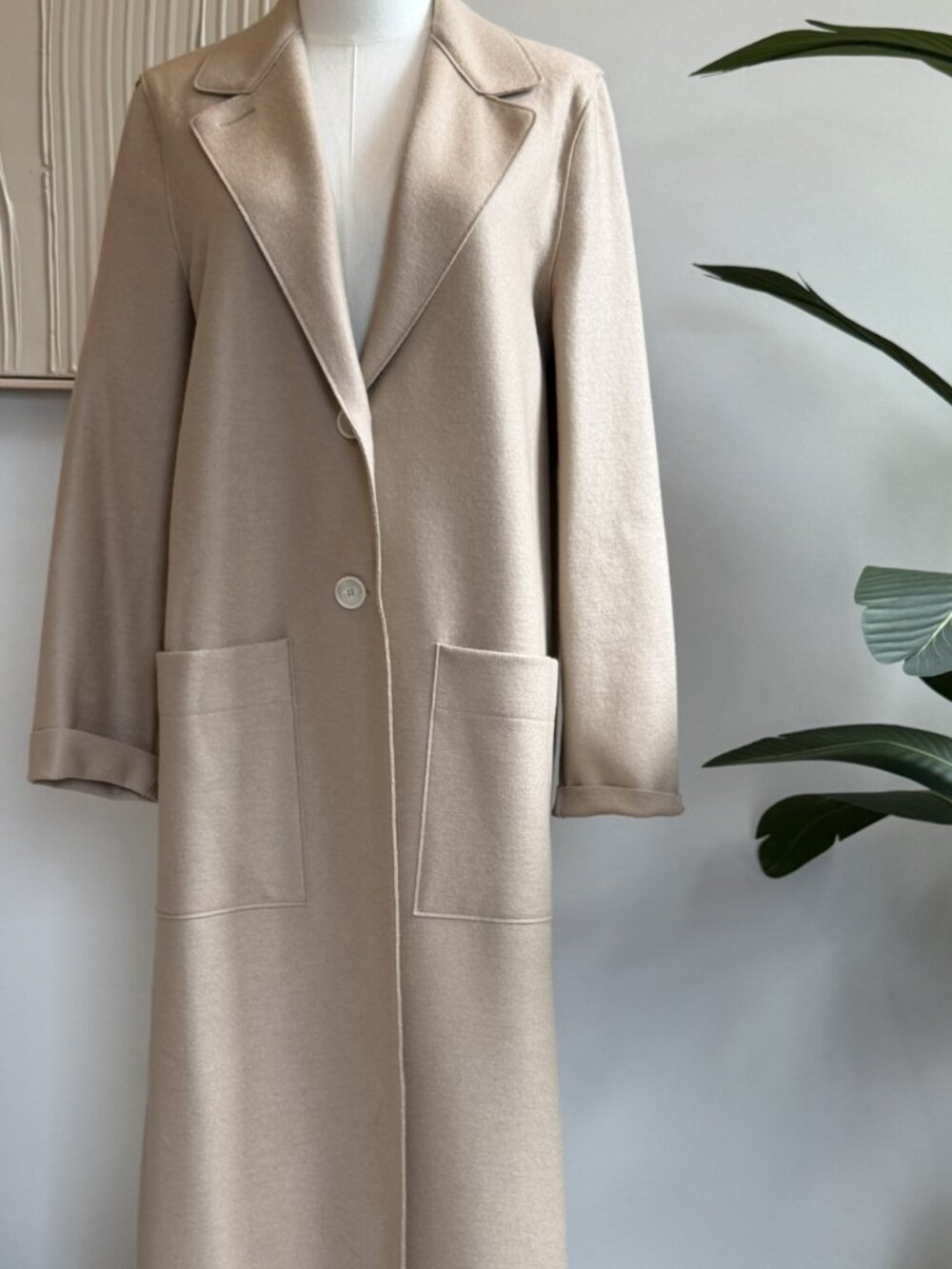 NWOT HARRIS WHARF LONDON UNLINED LONG COAT CAMEL WOOL M 42